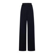 Donkerblauwe Wijde Pinstripe Broek Max Mara , Blue , Dames