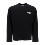 Luxe Katoen Zijden Longsleeve T-Shirt Salvatore Ferragamo , Black , He...