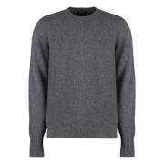 Kasjmier Crew-neck Sweater Geribbelde Gebreid Drumohr , Gray , Heren