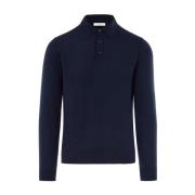 Blauwe Lange Mouw Polo Sweater Paolo Pecora , Blue , Heren