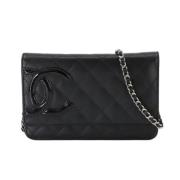 Pre-owned Leather wallets Chanel Vintage , Black , Dames