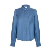 Elegante Lyocell Shirt met H Logo Hést , Blue , Dames