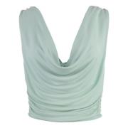 Elastische Gedrapeerde Top in Viscose Elisabetta Franchi , Green , Dam...