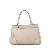 Pre-owned Leather handbags Gucci Vintage , Beige , Dames