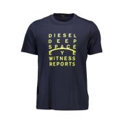 Blauw Logo T-shirt met ronde hals Diesel , Blue , Heren