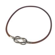 Pre-owned Leather necklaces Hermès Vintage , Brown , Dames