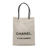 Pre-owned Leather totes Chanel Vintage , White , Dames