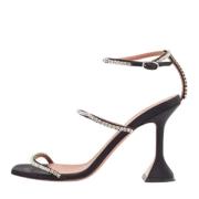 Pre-owned Satin sandals Amina Muaddi Pre-owned , Black , Dames