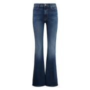 High-rise flared jeans met logo details Mother , Blue , Dames