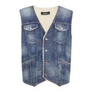 Stijlvolle Mouwloze Jas voor Mannen Dsquared2 , Blue , Heren