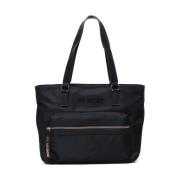 Zwarte Nylon Tote Tas met Rits Love Moschino , Black , Dames