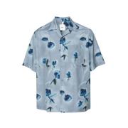 Flora Geweven Shirt Cerulean Blauw Katoen Oamc , Blue , Heren