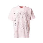 Jesus Pink Loose T-Shirt 424 , Pink , Heren