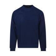 Blauwe Oceaan Ronde Hals Pullover Emporio Armani , Blue , Heren