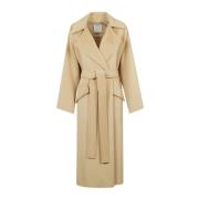 Elegante Zwarte Jas Sportmax , Beige , Dames