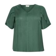 Bloemenblouse met ruchedetails Kaffe Curve , Green , Dames