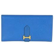 Pre-owned Leather wallets Hermès Vintage , Blue , Dames