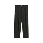 Wijde Pinstripe Broek met Plooien Soulland , Black , Heren