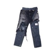 Militaire Gelaagde Denim Broek Zwart Mihara Yasuhiro , Black , Heren