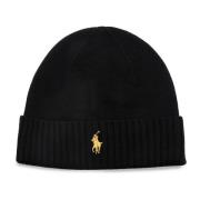 Zwarte Signature Pony Wool Beanie Ralph Lauren , Black , Heren