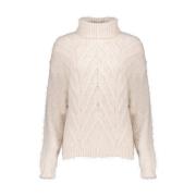 Kabelrol hals Pullover Sweater Geisha , Beige , Dames