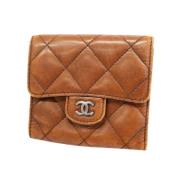 Pre-owned Leather wallets Chanel Vintage , Brown , Dames