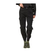 Curvy Fit Cargo Broek in Gabardine Mason's , Black , Dames