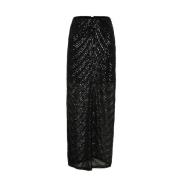 Zwarte Pailletten Lange Rok Gestuz , Black , Dames