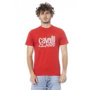 Effen T-shirt met Logoprint Cavalli Class , Red , Heren