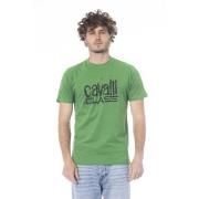 Korte mouw T-shirt met logo print Cavalli Class , Green , Heren