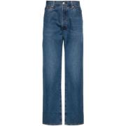 Blauwe Denim Wijde Jeans met Whiskering Levi's , Blue , Heren