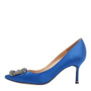 Pre-owned Satin heels Manolo Blahnik Pre-owned , Blue , Dames