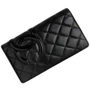 Pre-owned Leather wallets Chanel Vintage , Black , Dames