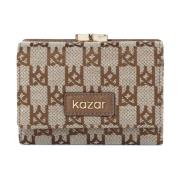 Compact patroon stoffen portemonnee Kazar , Brown , Dames