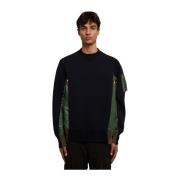 Patchwork Fleece Trui Sacai , Blue , Heren