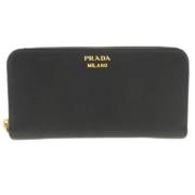 Pre-owned Leather wallets Prada Vintage , Black , Dames