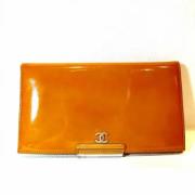 Pre-owned Leather wallets Chanel Vintage , Orange , Dames