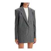 Oversized Wollen Flanel Blazer Andamane , Gray , Dames