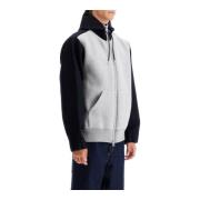 Kleur Blok Rits Hoodie Sweatshirt Sacai , Gray , Heren