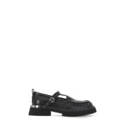 Zwarte leren loafers met gespsluiting Cult , Black , Dames