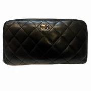 Pre-owned Leather wallets Chanel Vintage , Black , Dames