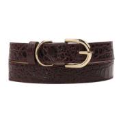 Donkerrode riem met reliëfpatroon Kazar , Brown , Dames