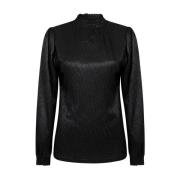 Metallic Blouse lange mouw Tory Aaiko , Black , Dames