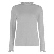 Gerimpelde Mock Neck Pullover Bloomings , Gray , Dames