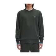 Klassieke French Terry Katoenen Sweatshirt Fred Perry , Green , Heren