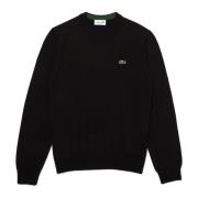 Klassieke Ronde Hals Zwarte Trui Lacoste , Black , Heren