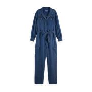 Lichtgewicht Denim Jumpsuit in Donker Scotch & Soda , Blue , Dames