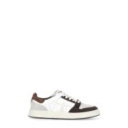 Witte Leren Sneakers Ronde Neus Vetersluiting Premiata , Brown , Heren