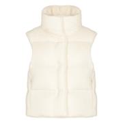 Gewatteerde zijden vest met nepbont Herno , Beige , Dames