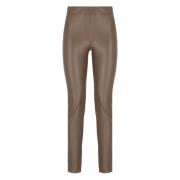 Bruine Synthetisch Leren Elastische Taille Broek D.Exterior , Brown , ...